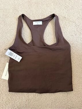 Aritizia Babaton Chocolate Brown Racerback Crop Tank